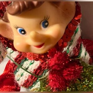 Charming Holiday Elf Plush with Red and Green Details